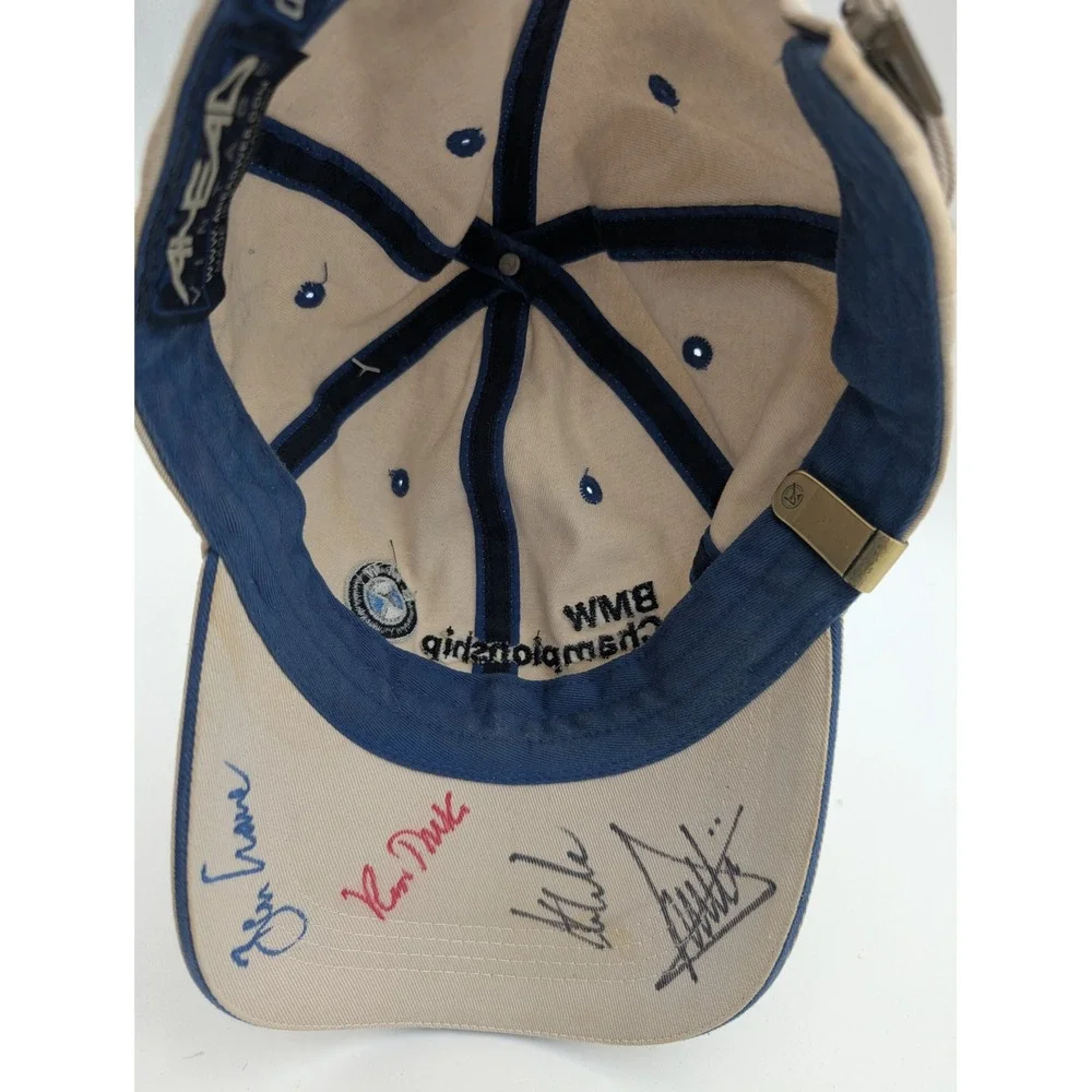 Ahead Vintage BMW Championship Golf Hat Tan Signed Autographed Adjustable Cap